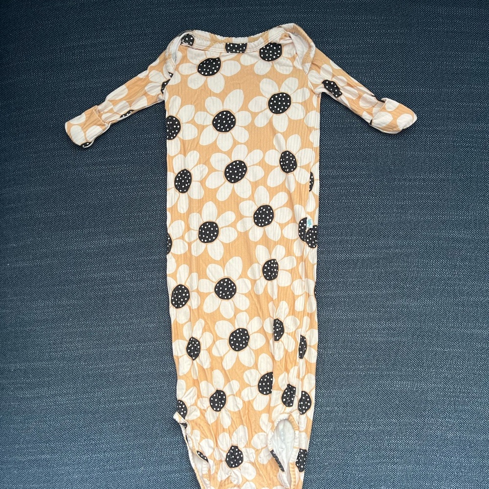 Floral Baby Gown in Tan and Black